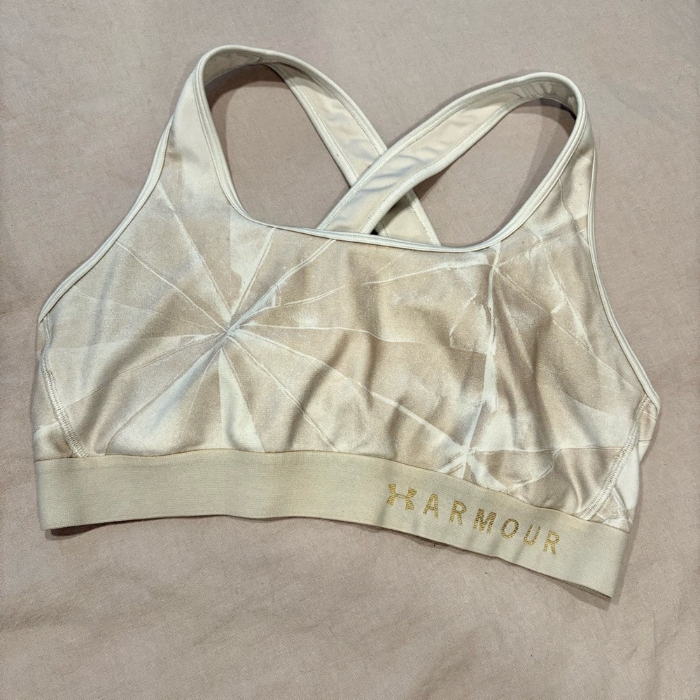 Under Armour Women's Armour Mid Crossback Metallic Print Sports Bra - Picture 3 of 7